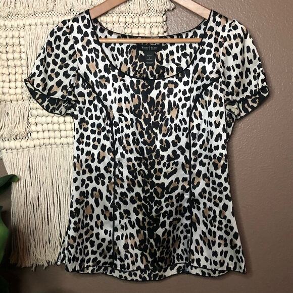 White House Black Market Silk Leopard Blouse - Picture 1 of 7